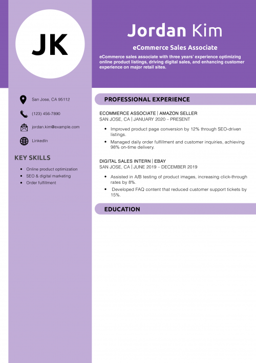 eCommerce Sales Associate Resume Example