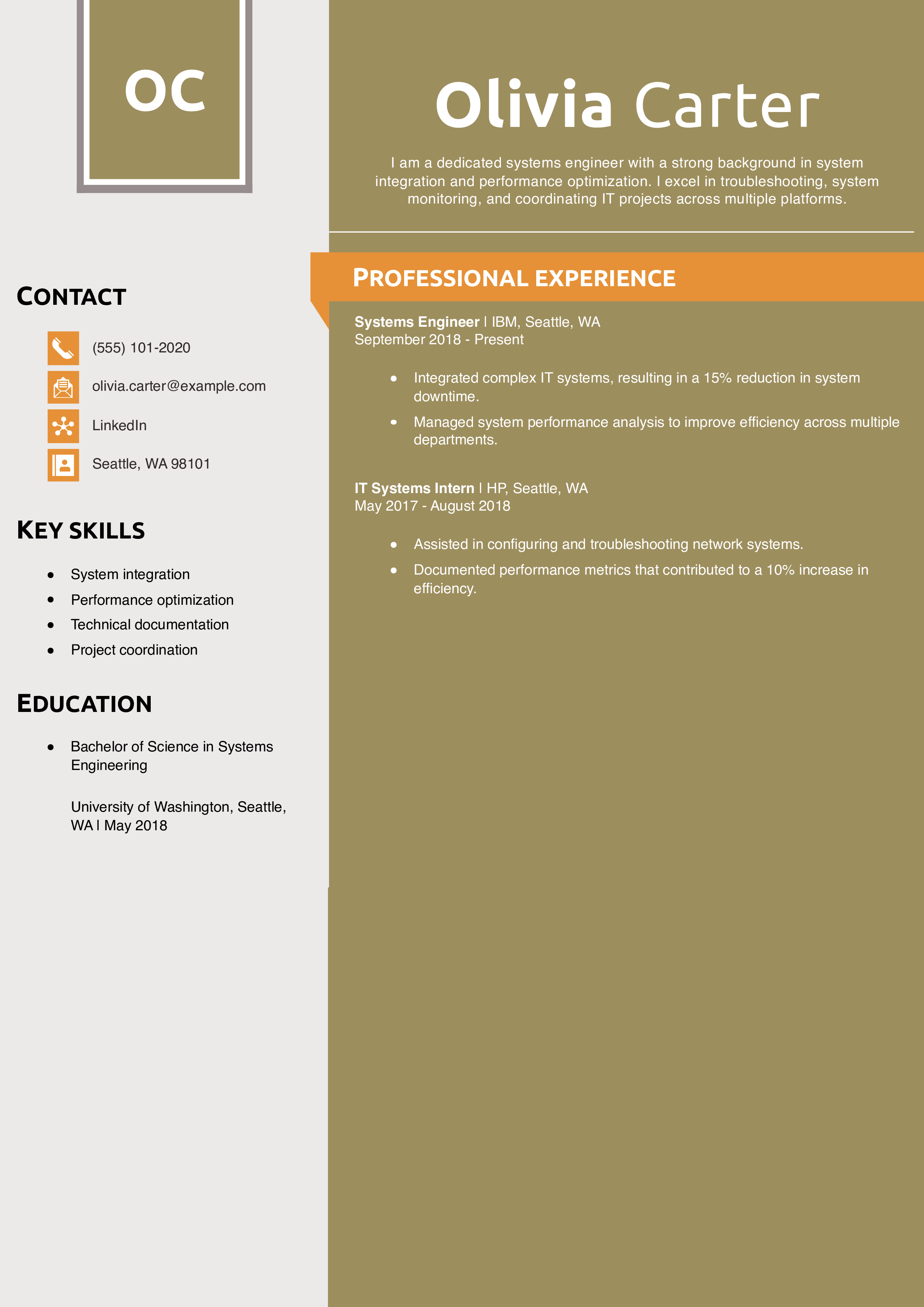 Mid-Level Systems Engineer Resume Example