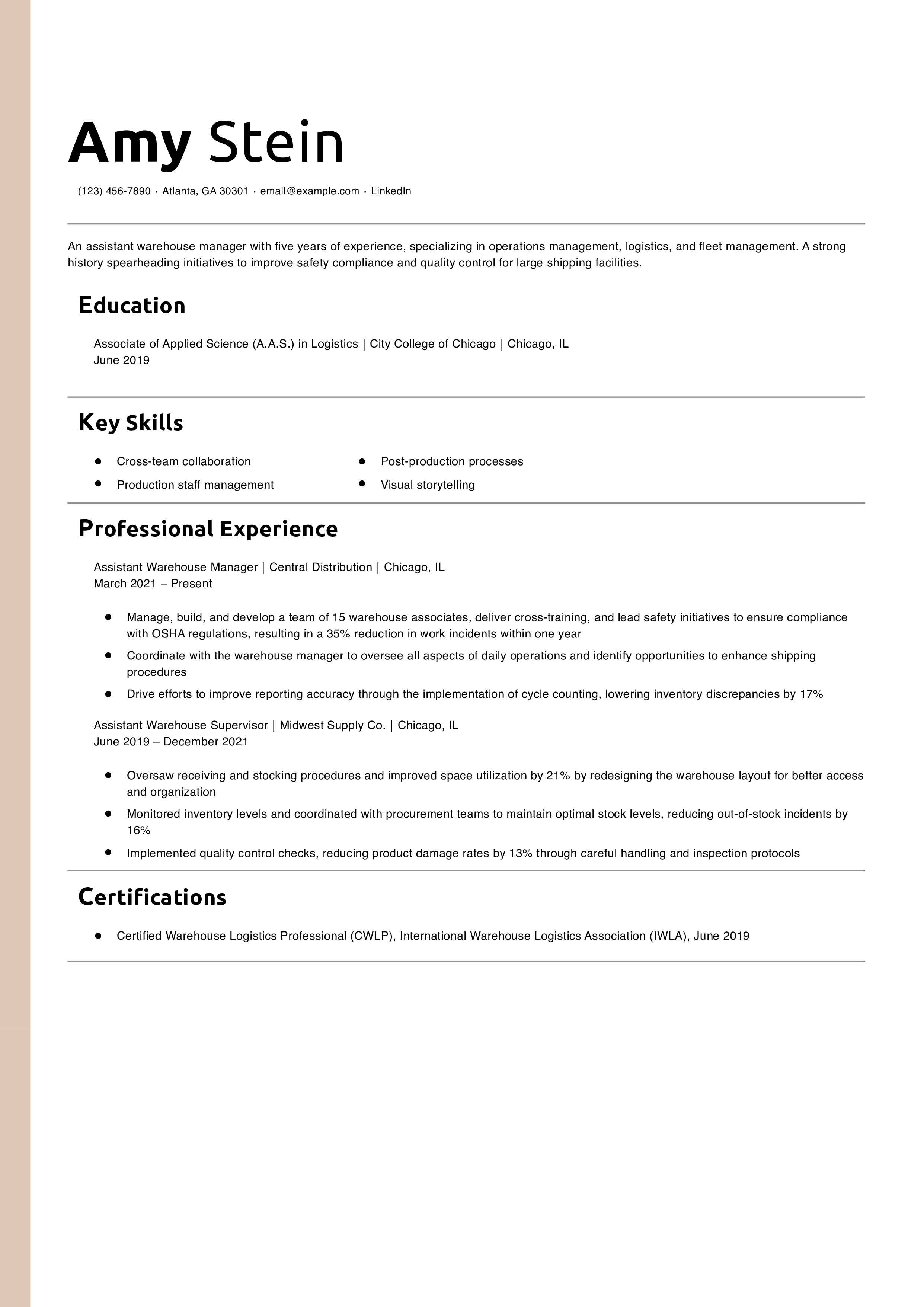 Assistant Warehouse Manager