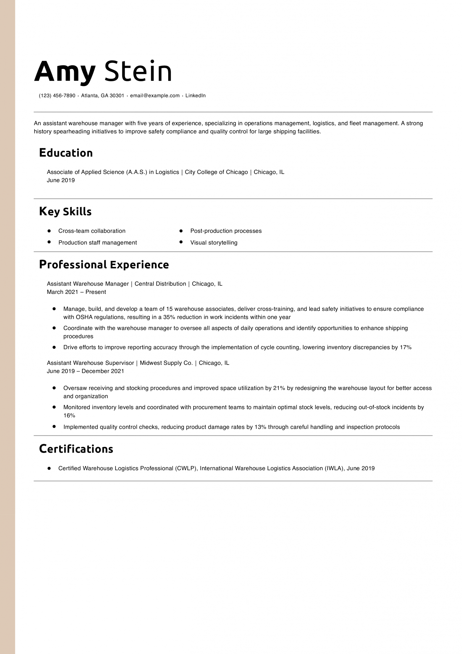 Assistant Warehouse Manager