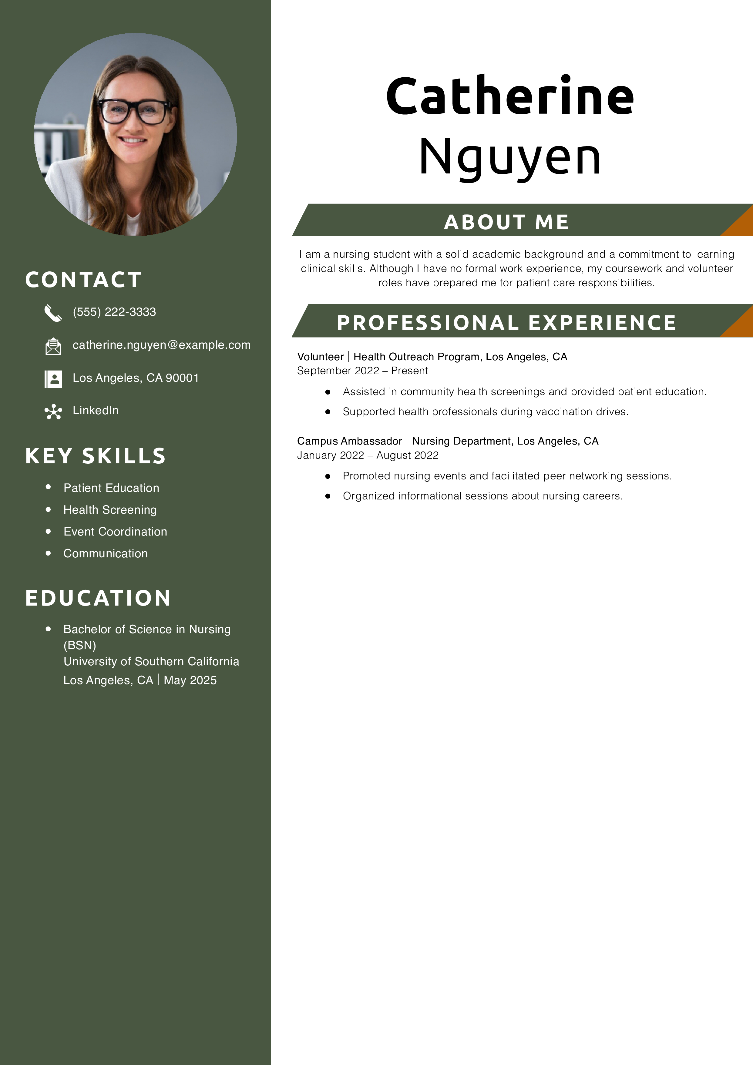 Resume for Nursing Student with No Experience