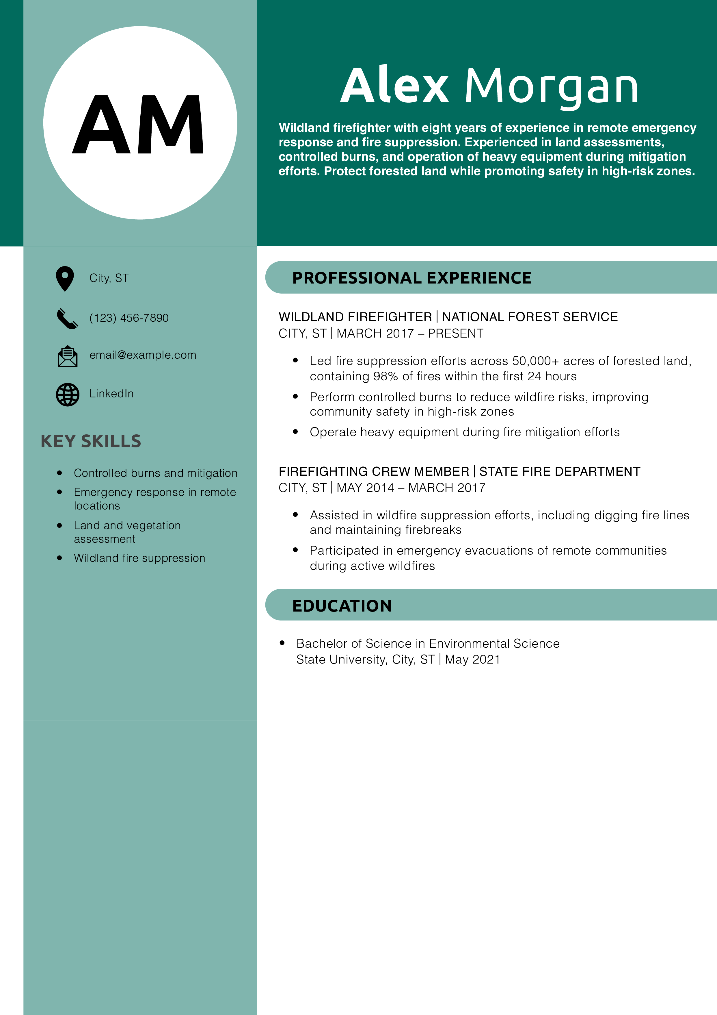Wildland Firefighter Resume