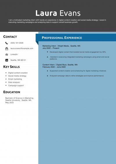 Entry-Level Marketing Resume Example 