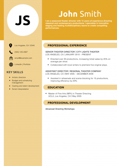 Senior Theater Director Resume Example