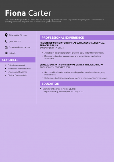 Entry-Level Registered Nurse Resume Example