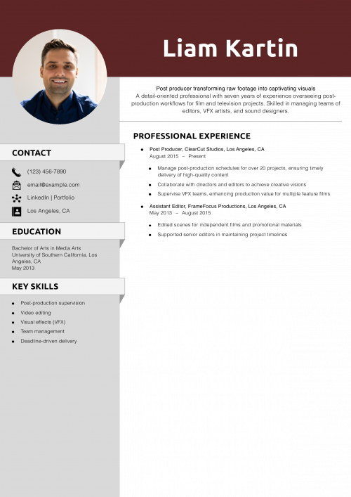 Post producer resume