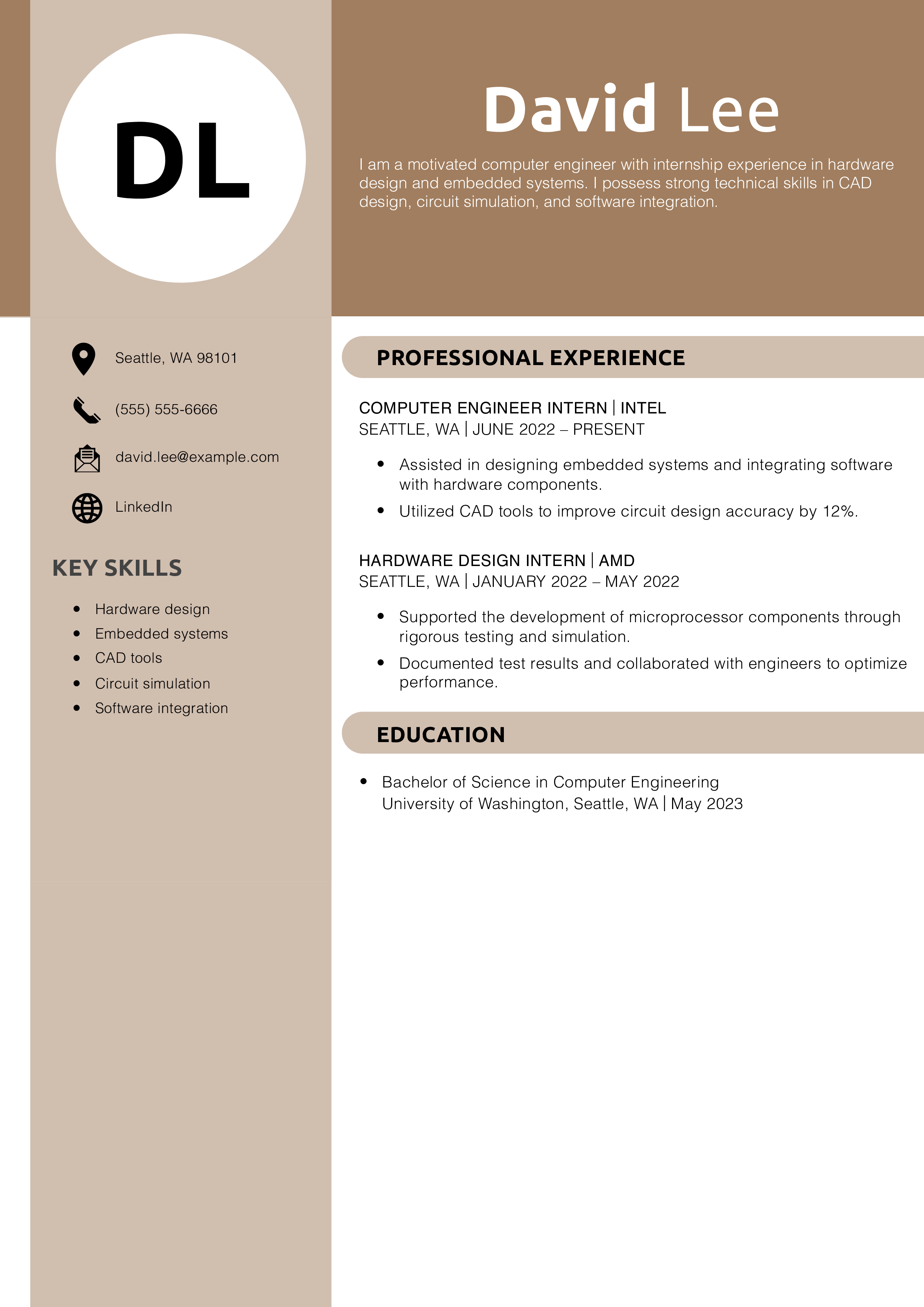 Entry-Level Computer Engineer Resume Example