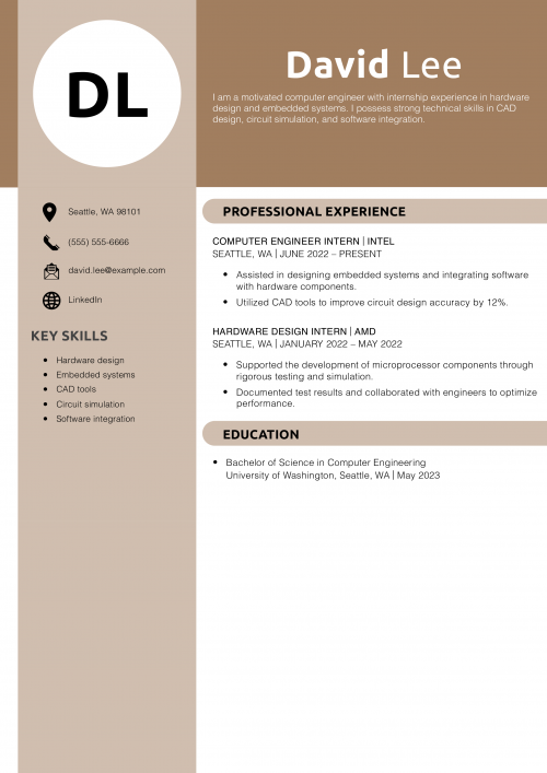 Entry-Level Computer Engineer Resume Example