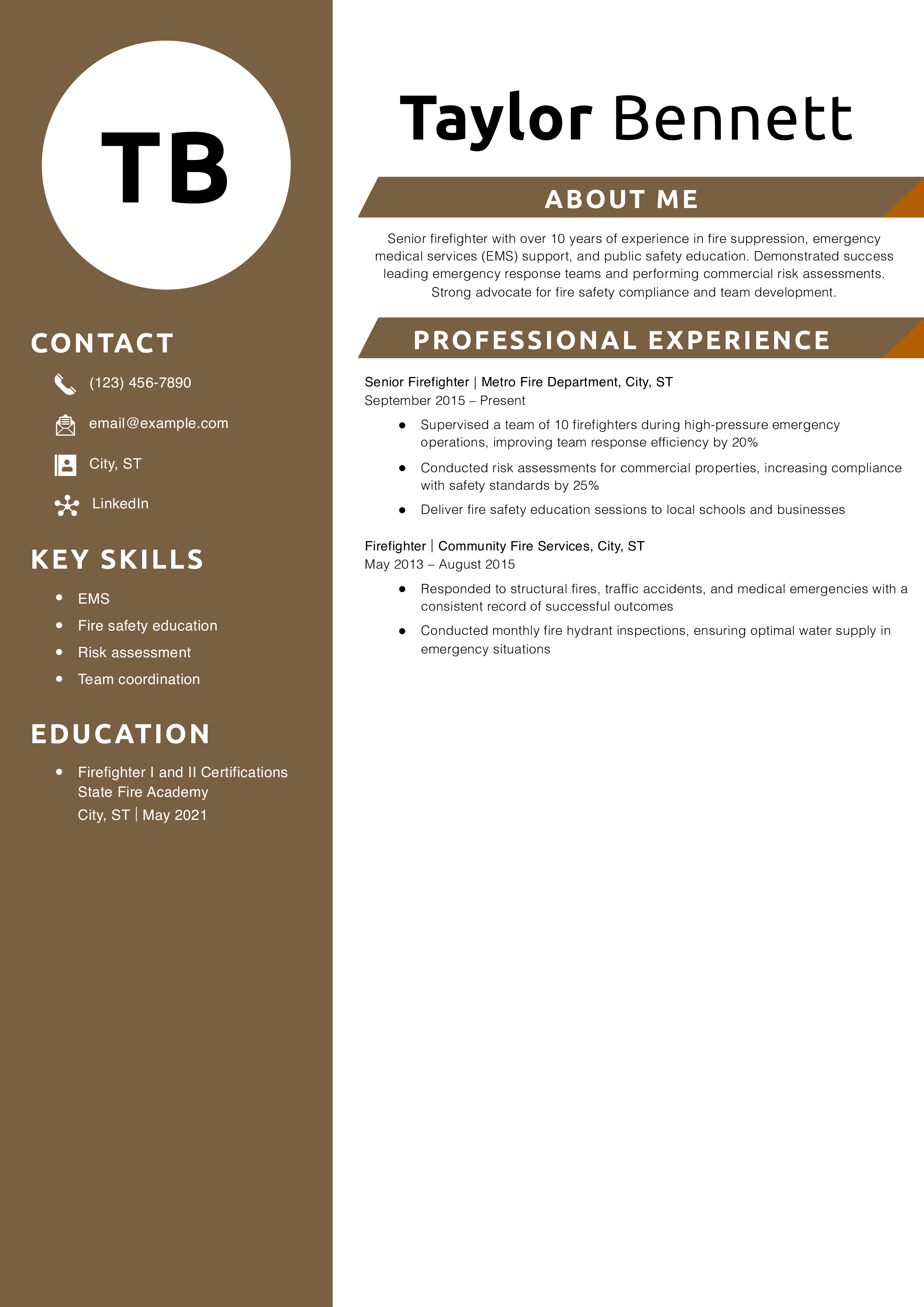 Senior Firefighter Resume