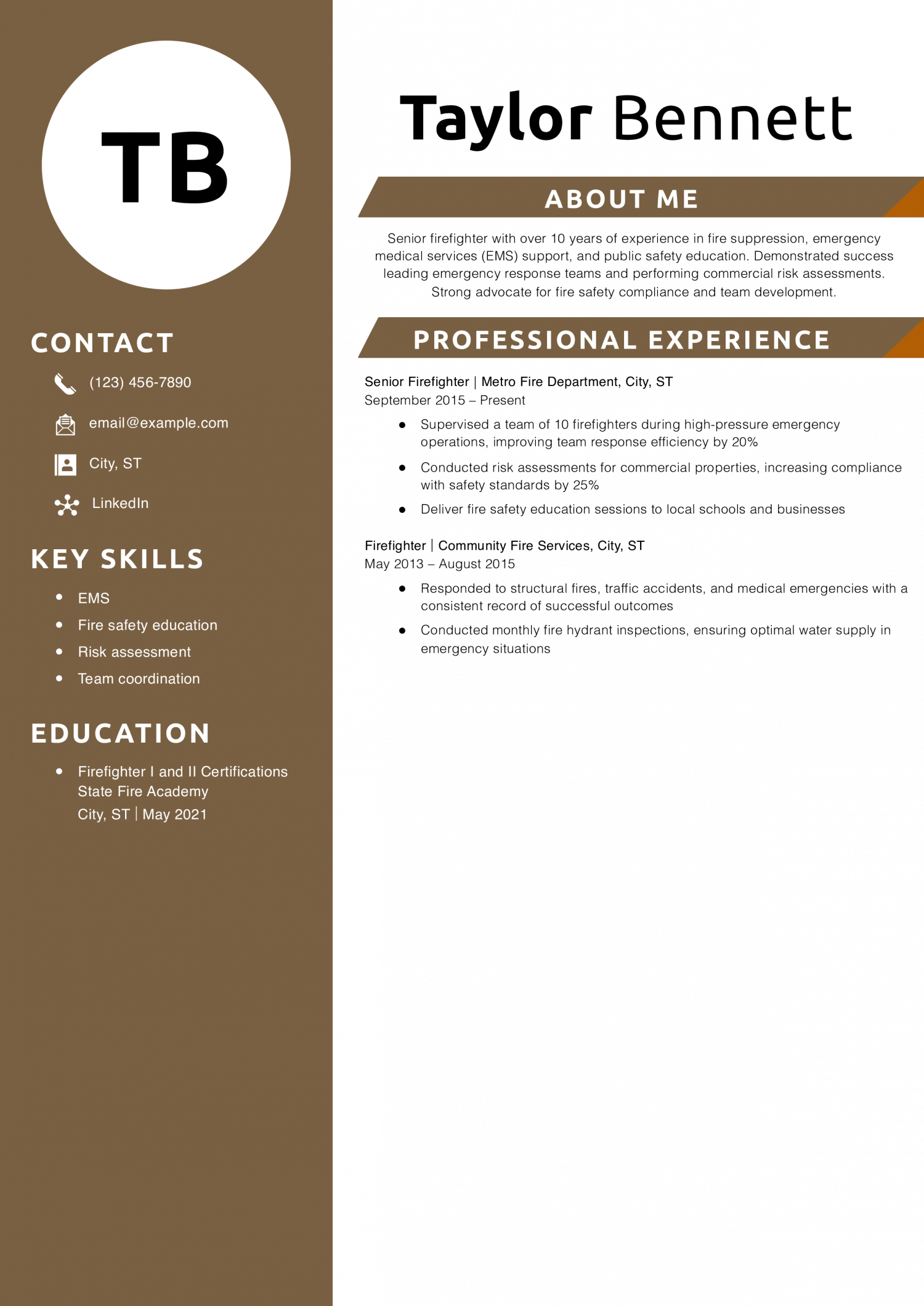 Senior Firefighter Resume