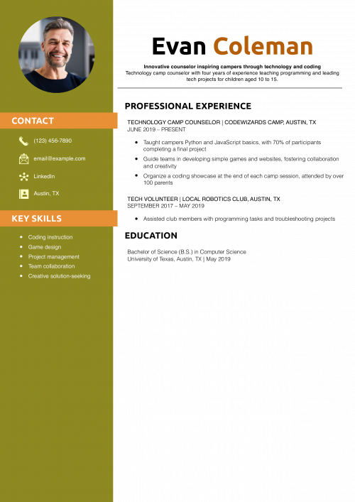 Technology Camp Counselor Resume