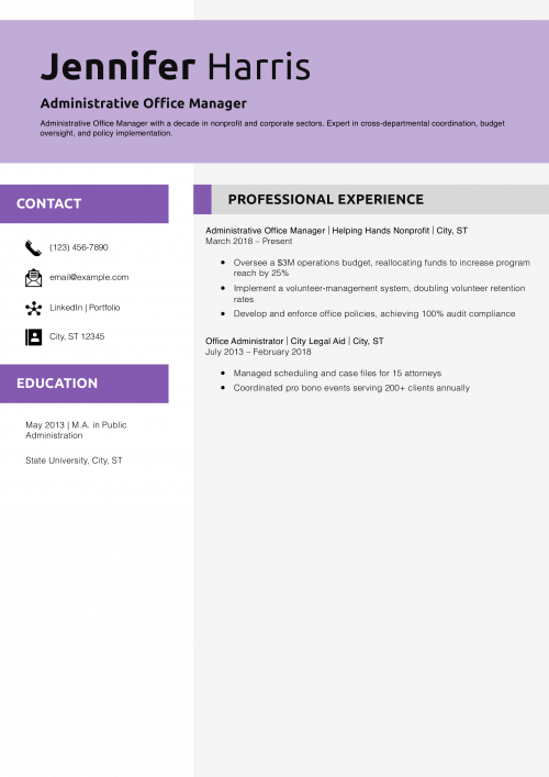 Administrative Office Manager Resume Example