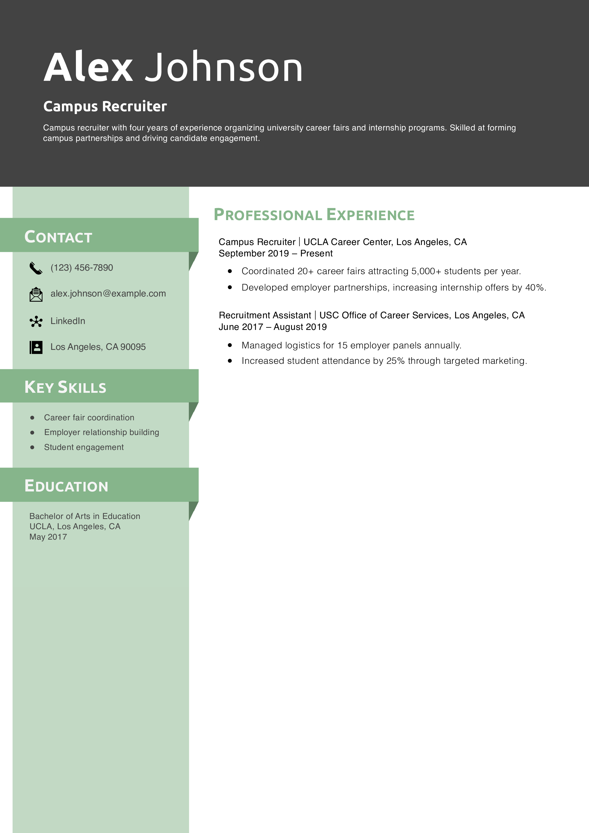 Campus Recruiter Resume Example