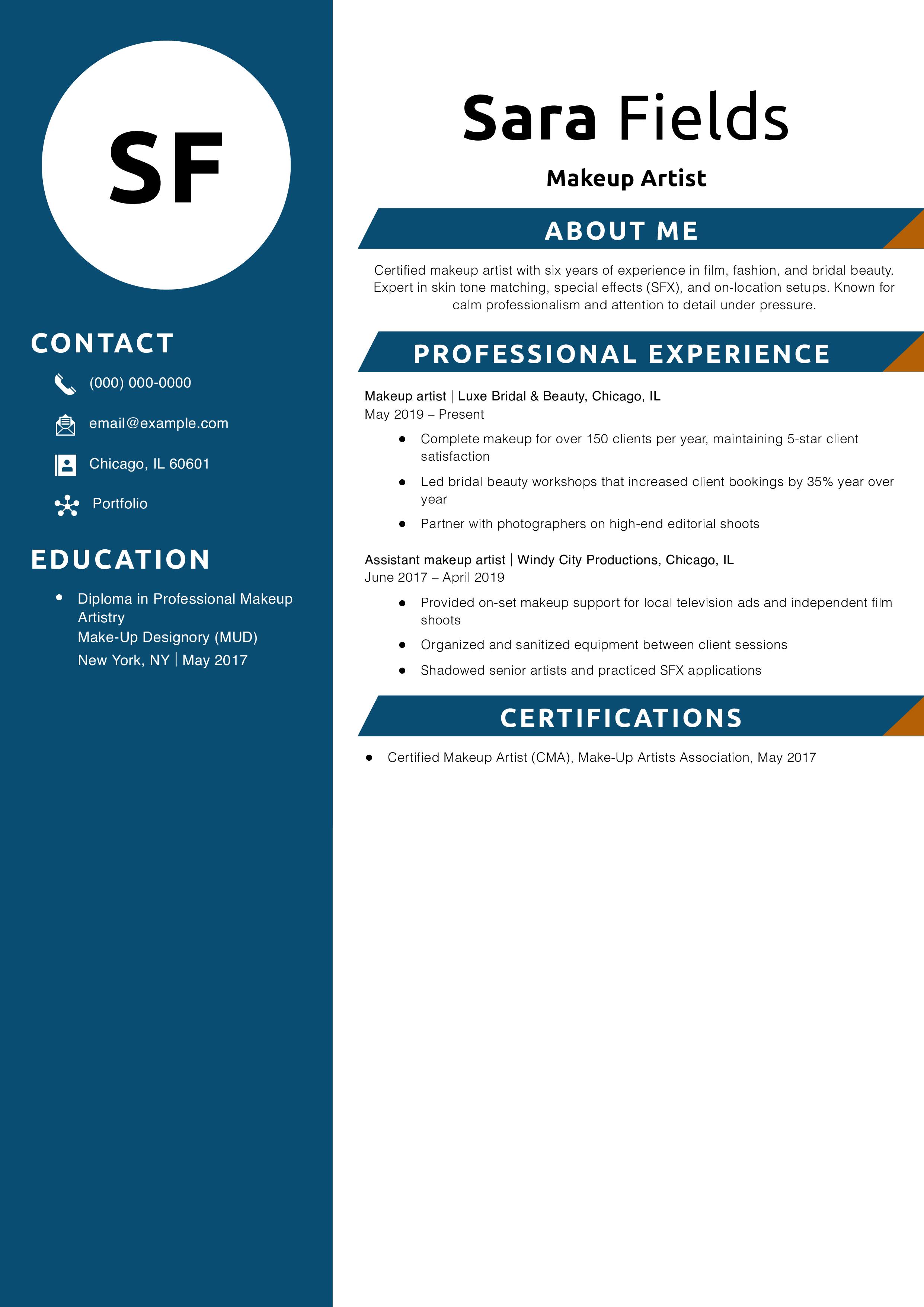 Makeup Artist Resume Example
