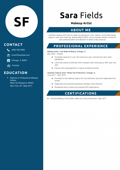 Makeup Artist Resume Example