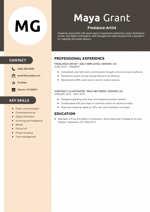 Freelance Artist Resume Example