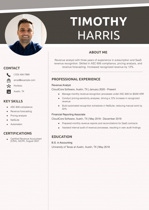 Revenue Analyst Resume Example