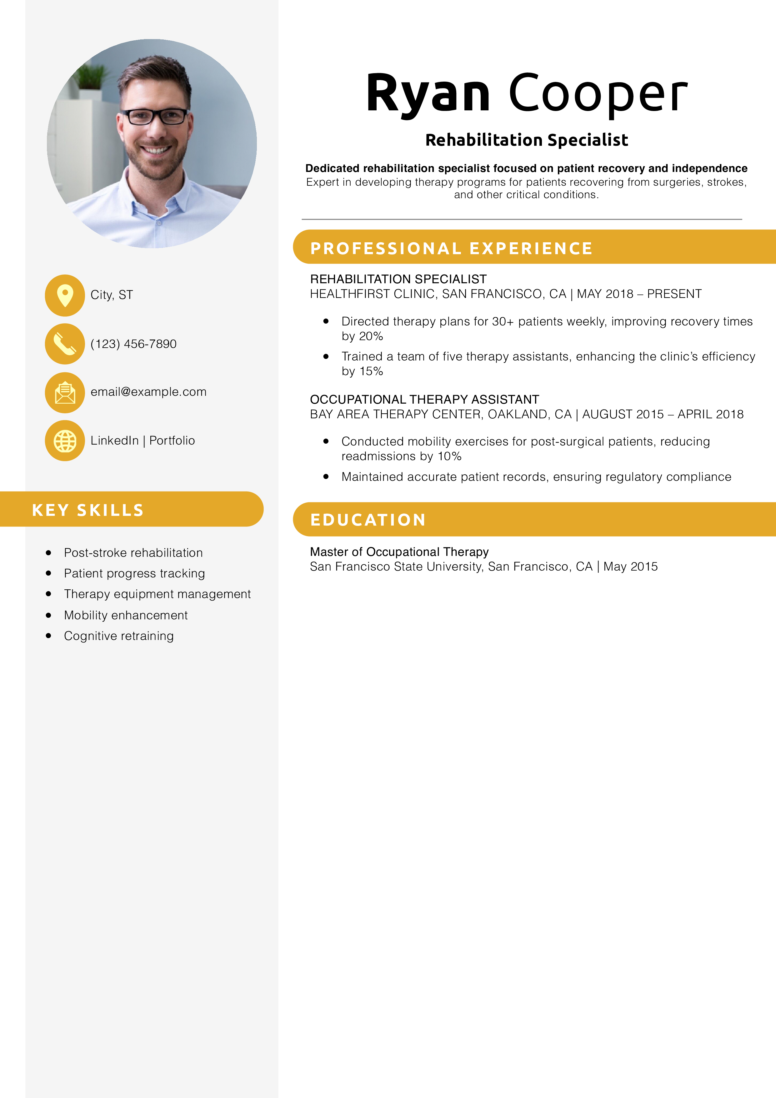 Rehabilitation Specialist Resume