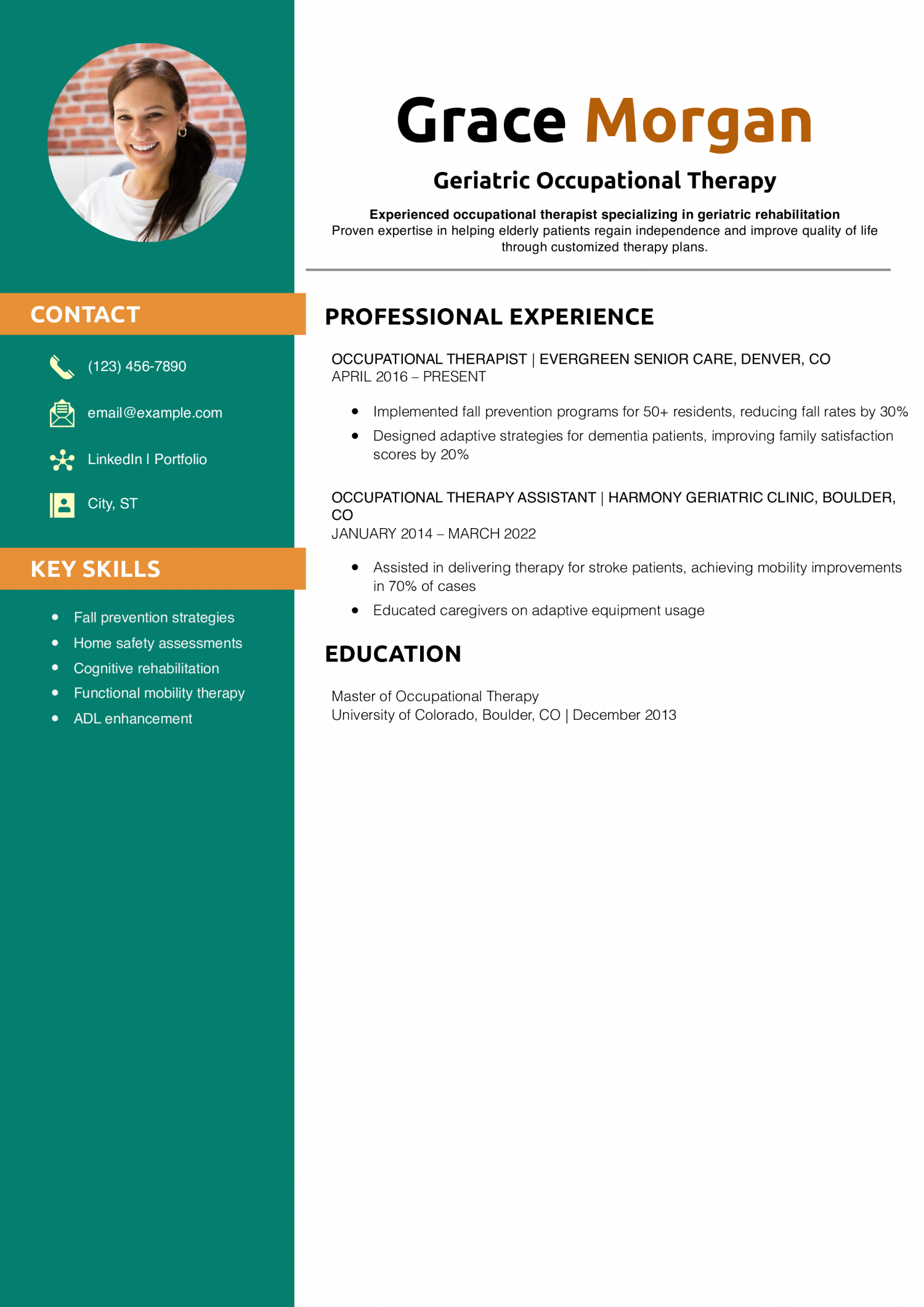 Geriatric Occupational Therapy Resume