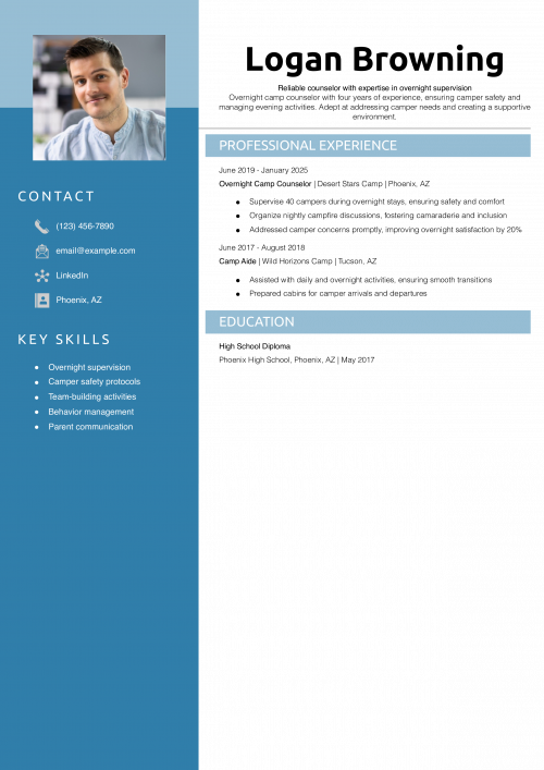 Overnight Camp Counselor Resume