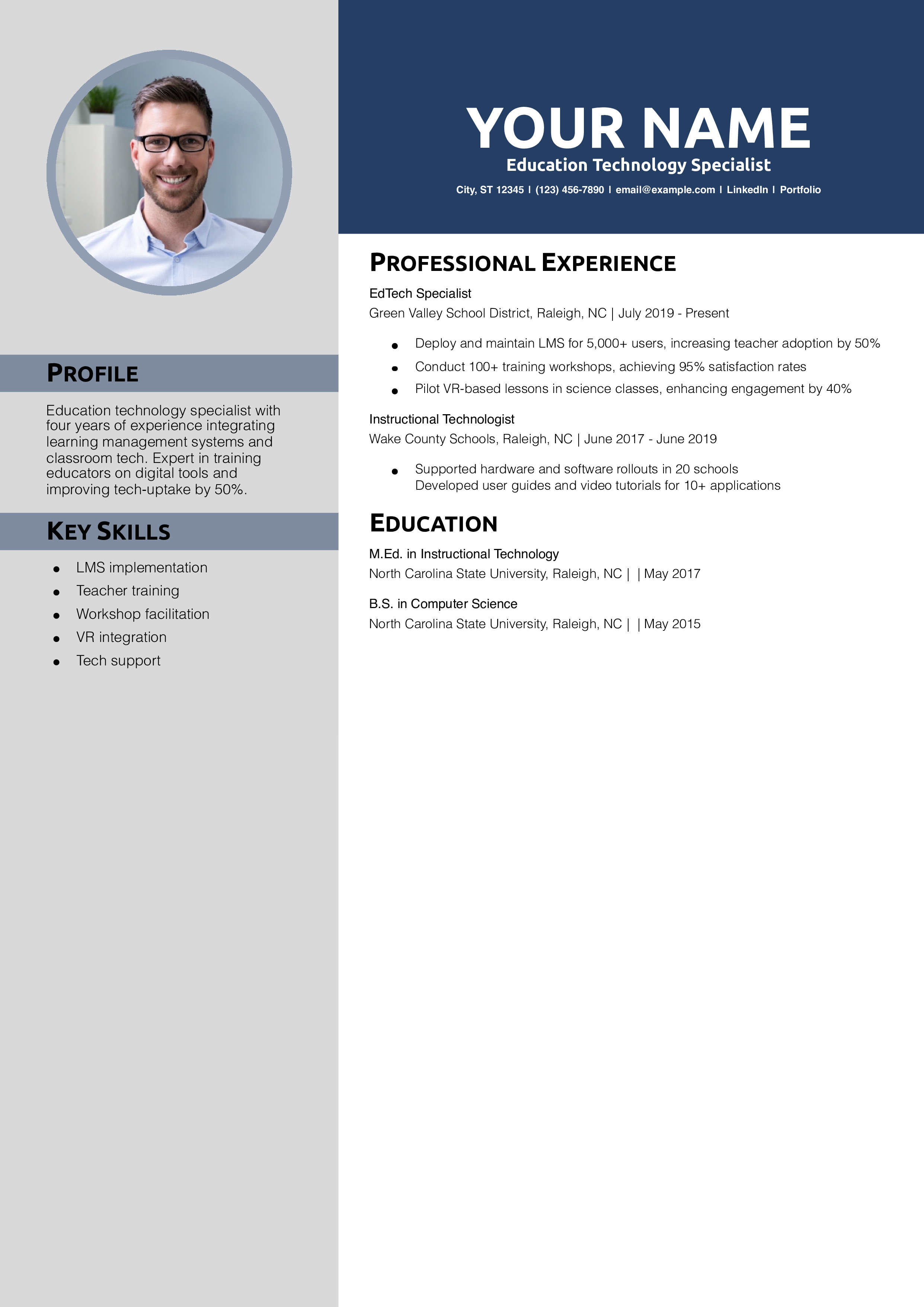 Education Technology Specialist Resume Example