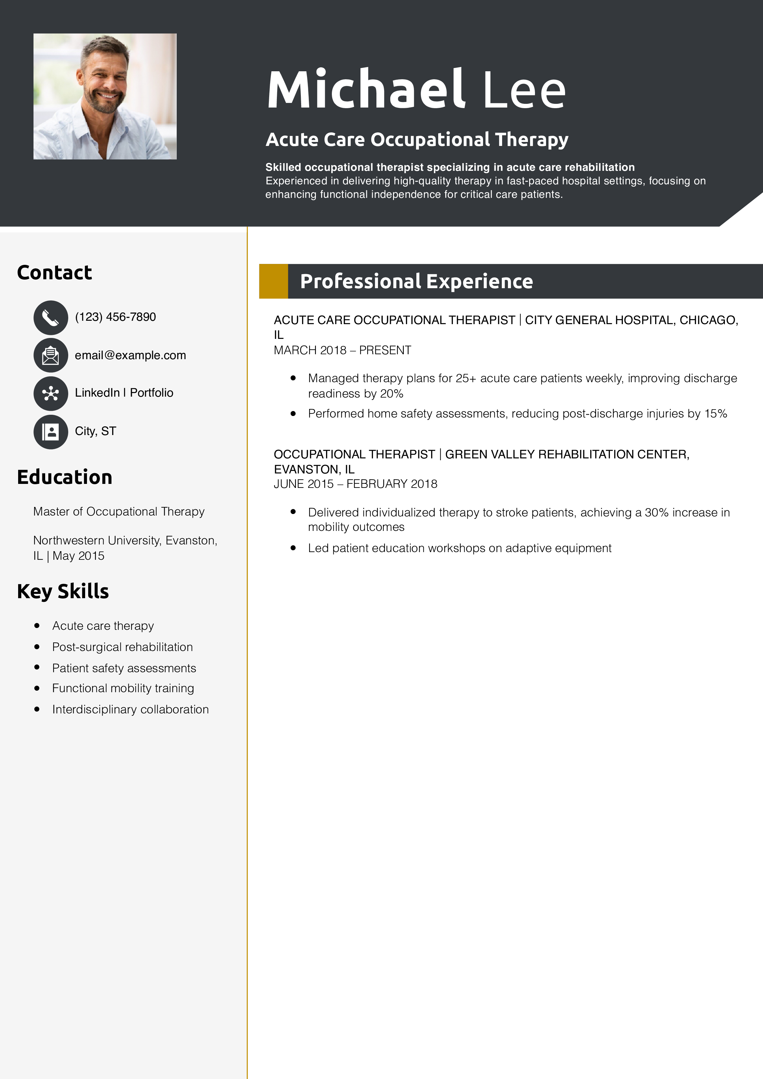 Acute Care Occupational Therapy Resume