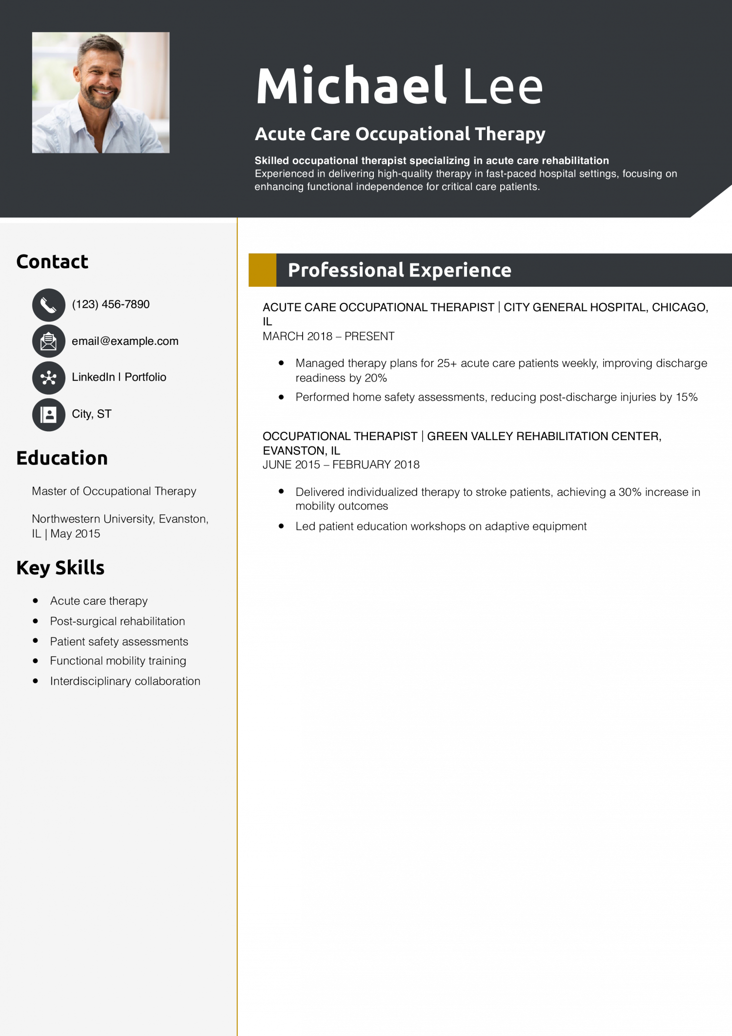 Acute Care Occupational Therapy Resume