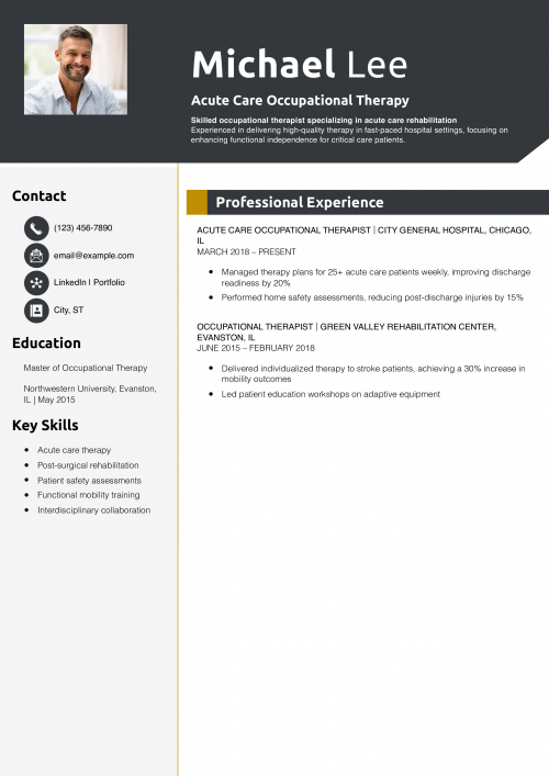 Acute Care Occupational Therapy Resume