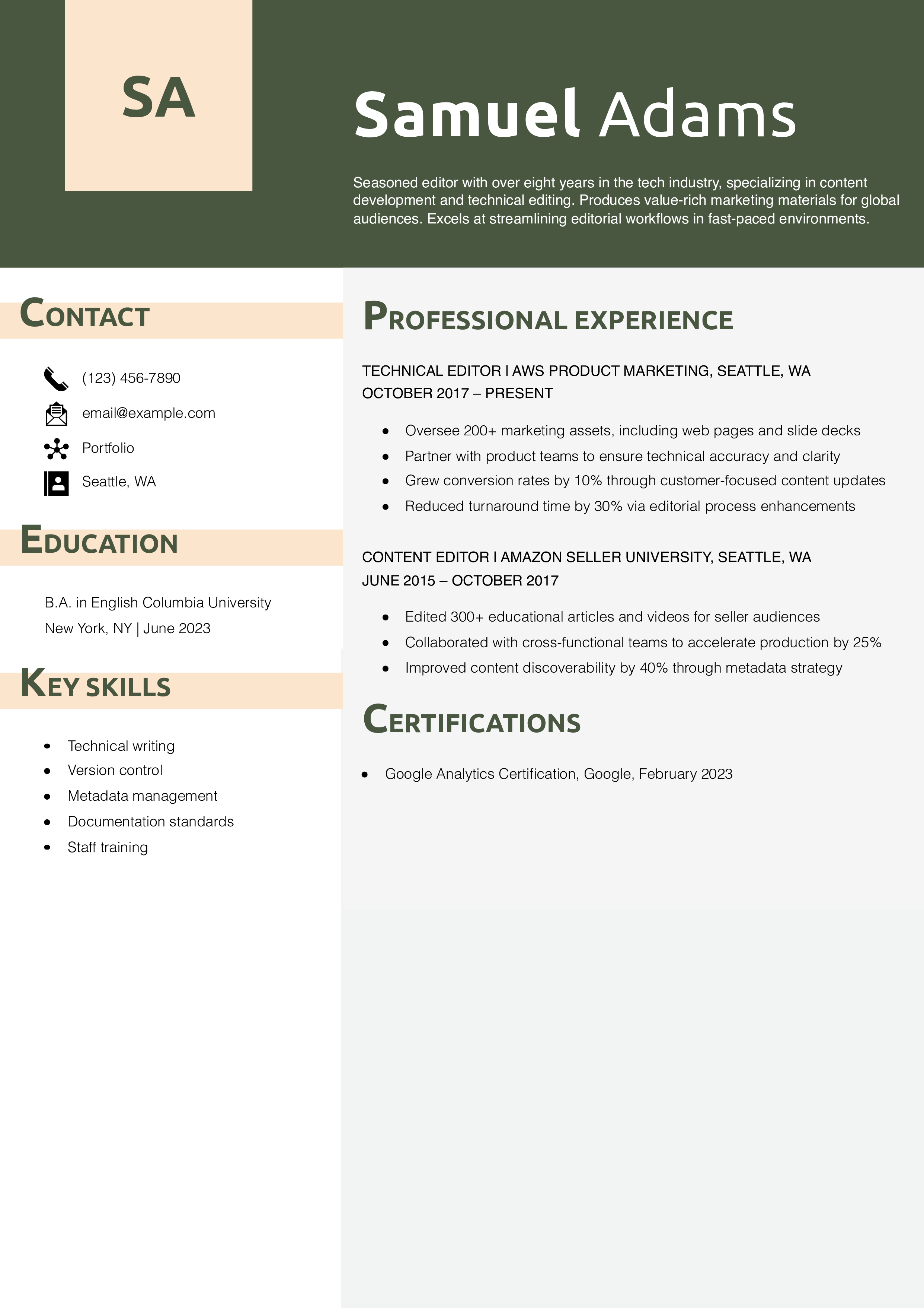 Technical Editor Resume Example