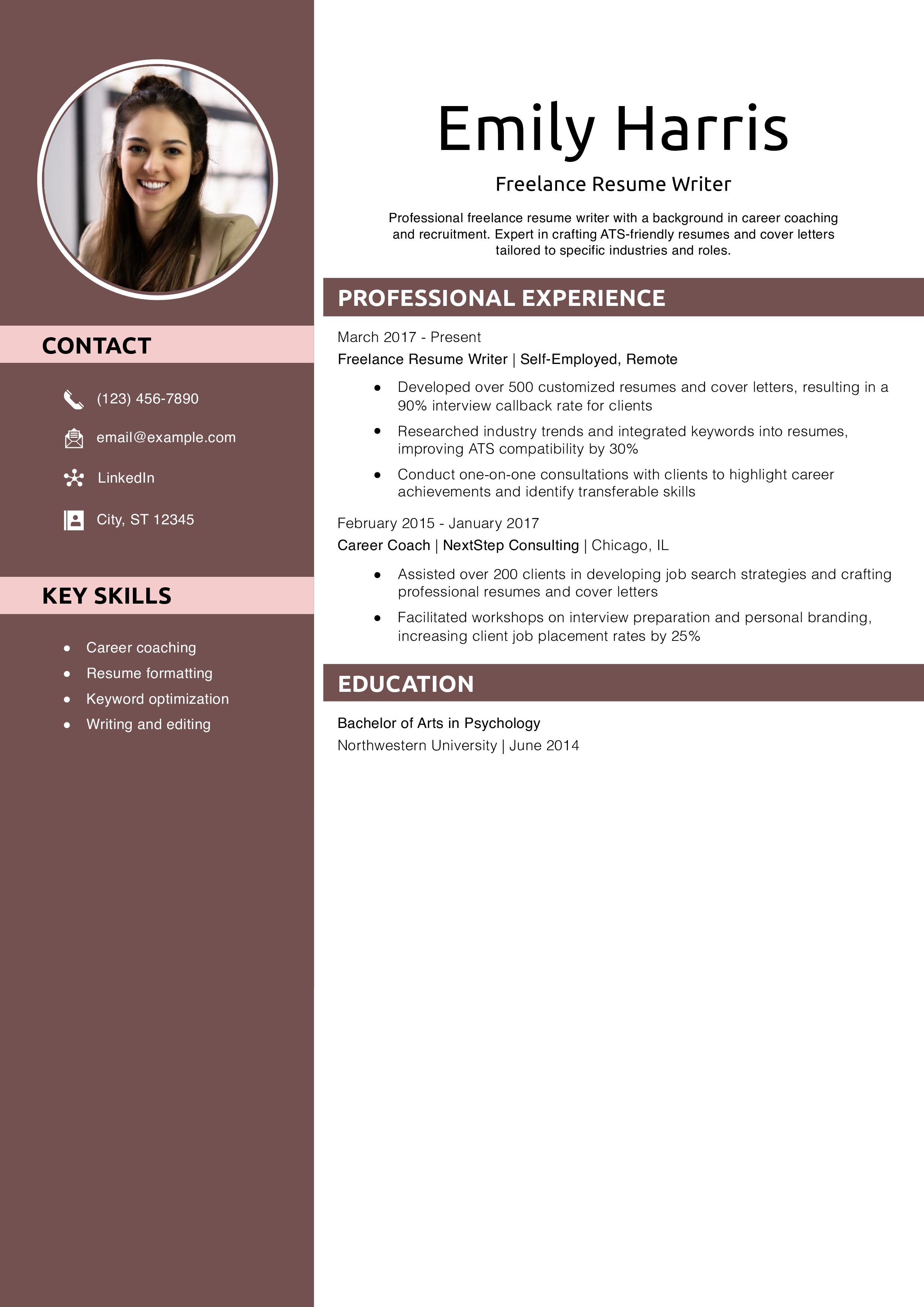 Freelance Resume Writer Resume Example