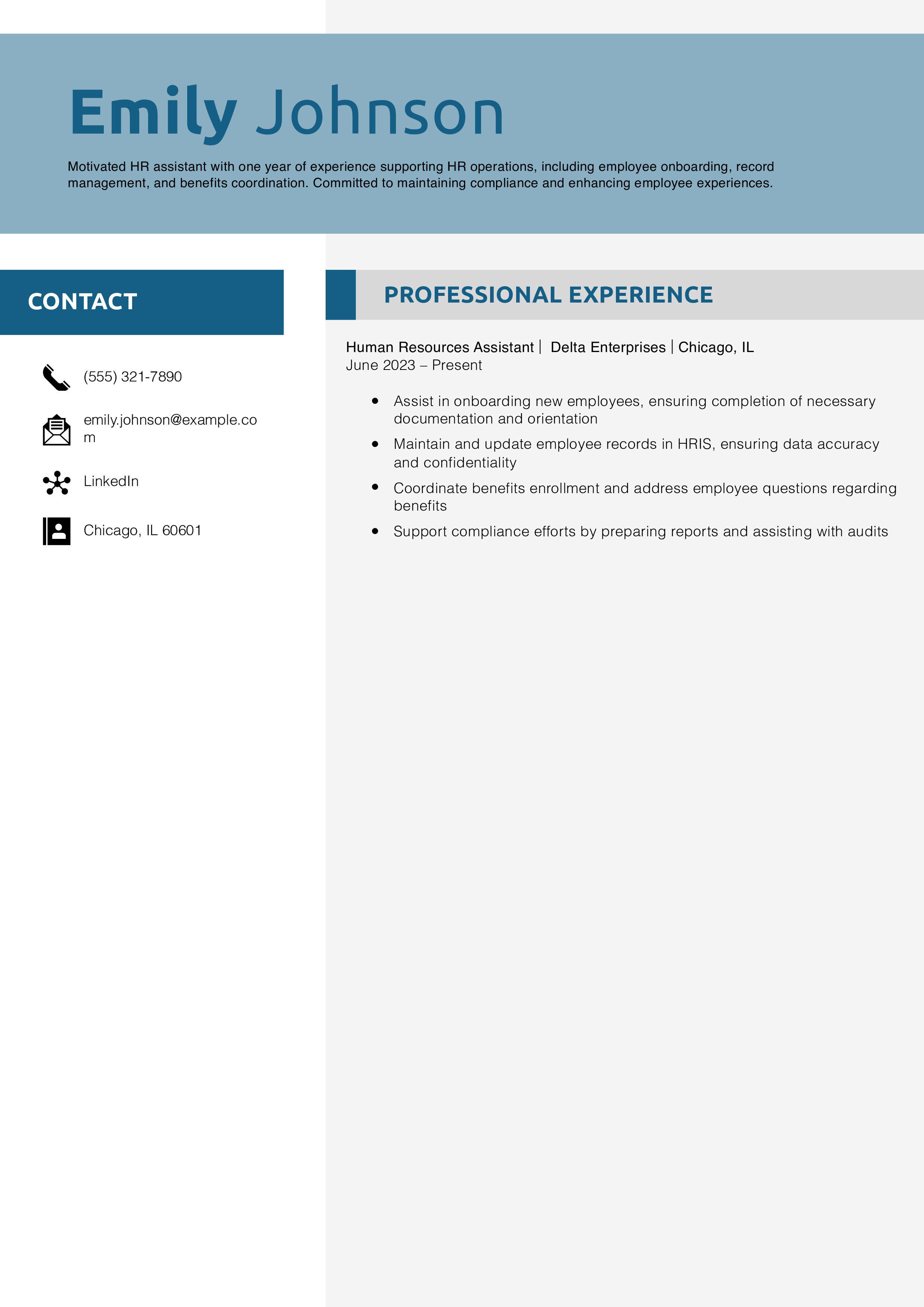 Human Resources Assistant Resume