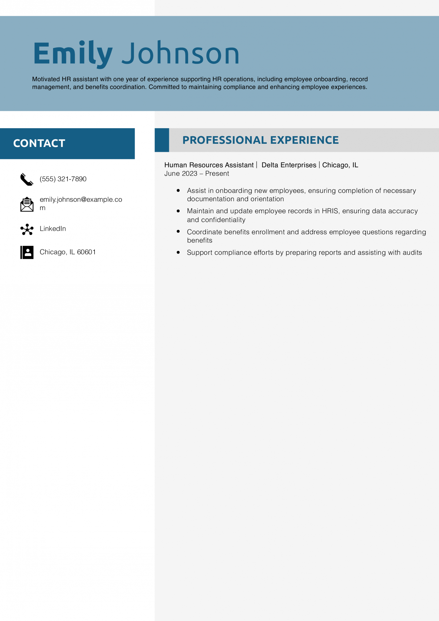 Human Resources Assistant Resume