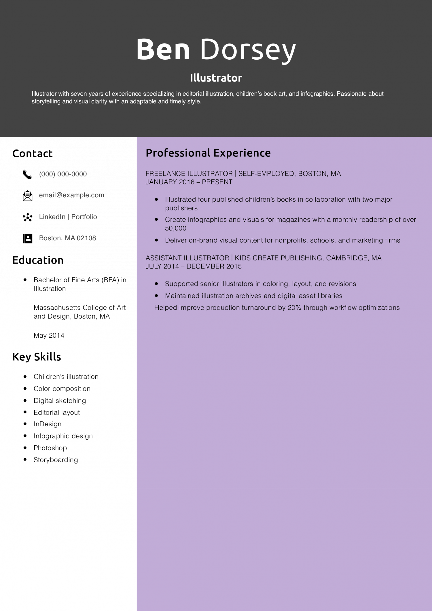 Illustrator Resume Example
