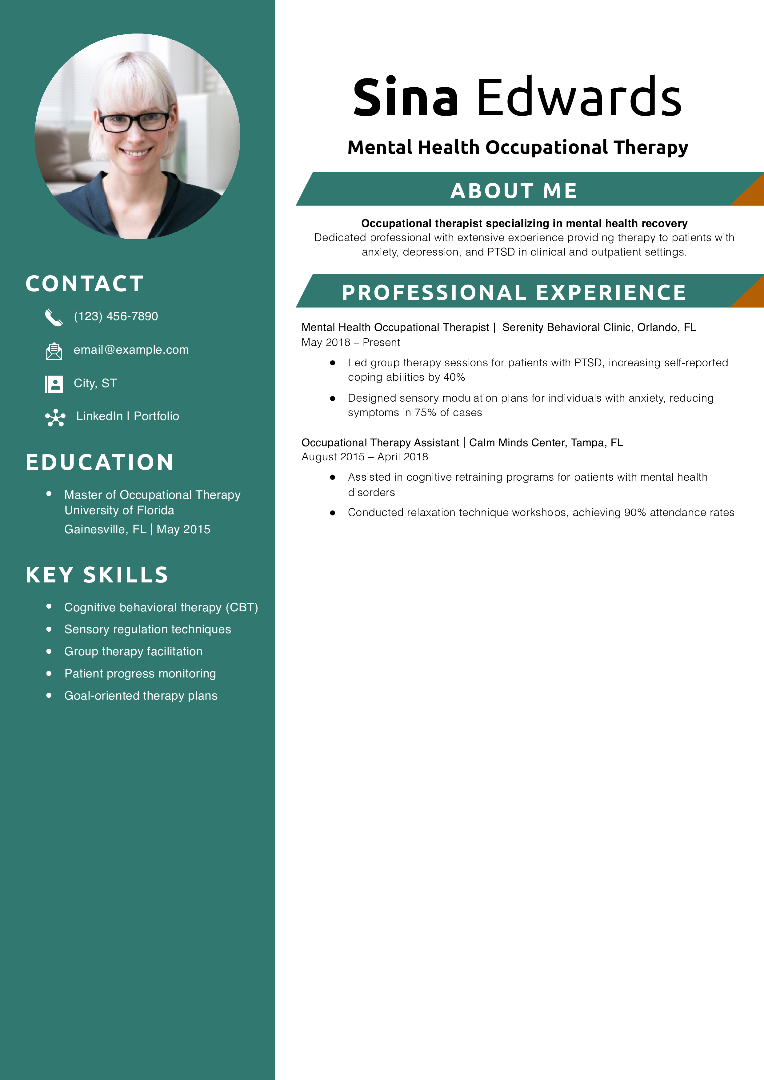 Mental Health Occupational Therapy Resume