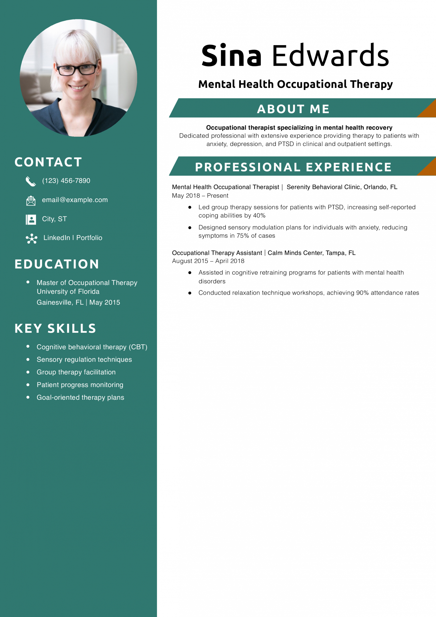 Mental Health Occupational Therapy Resume