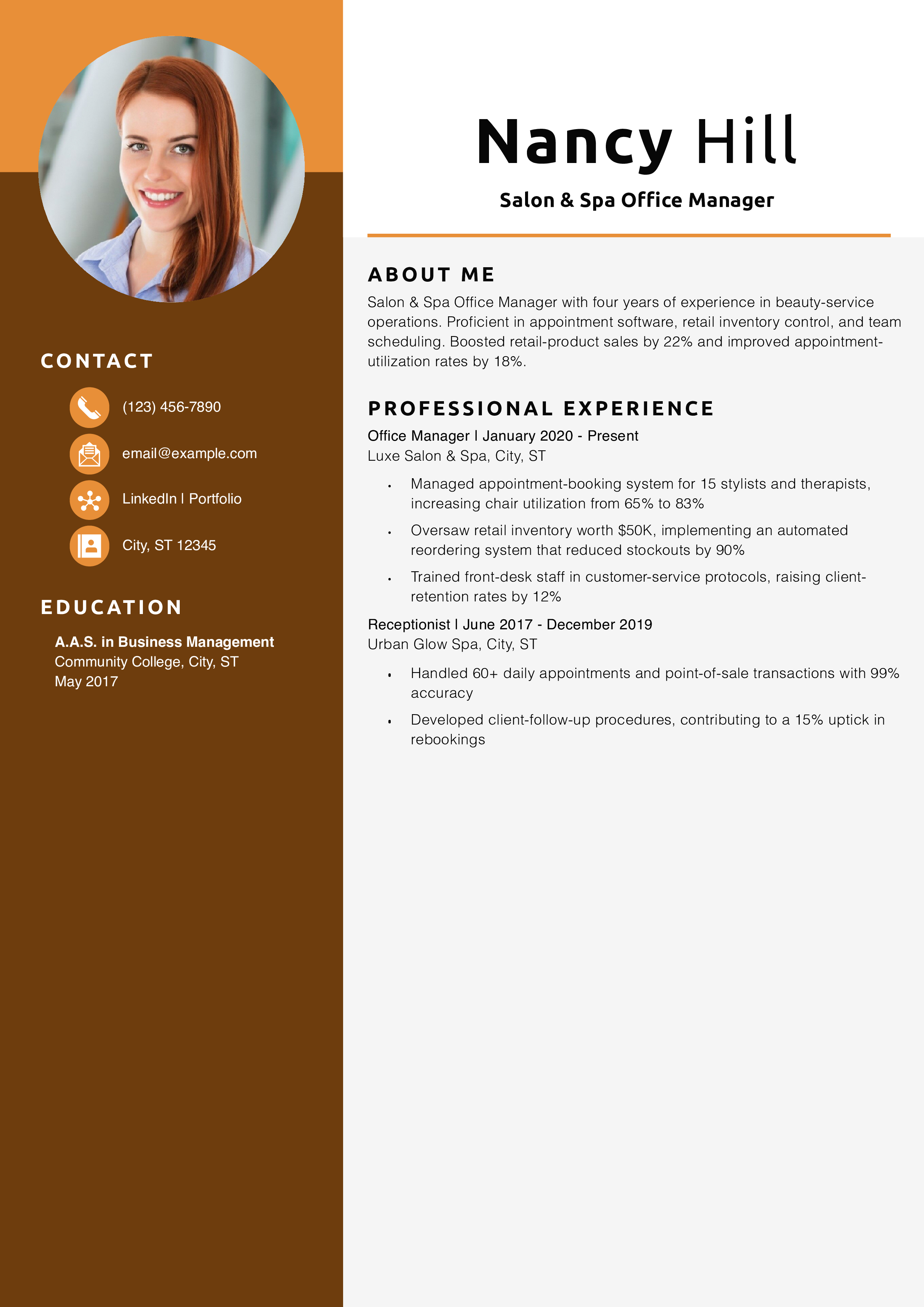 Salon & Spa Office Manager Resume