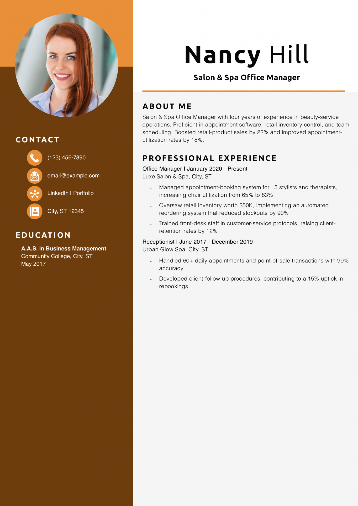 Salon & Spa Office Manager Resume
