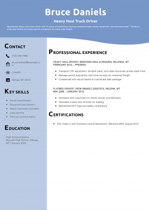 Heavy Haul Truck Driver Resume