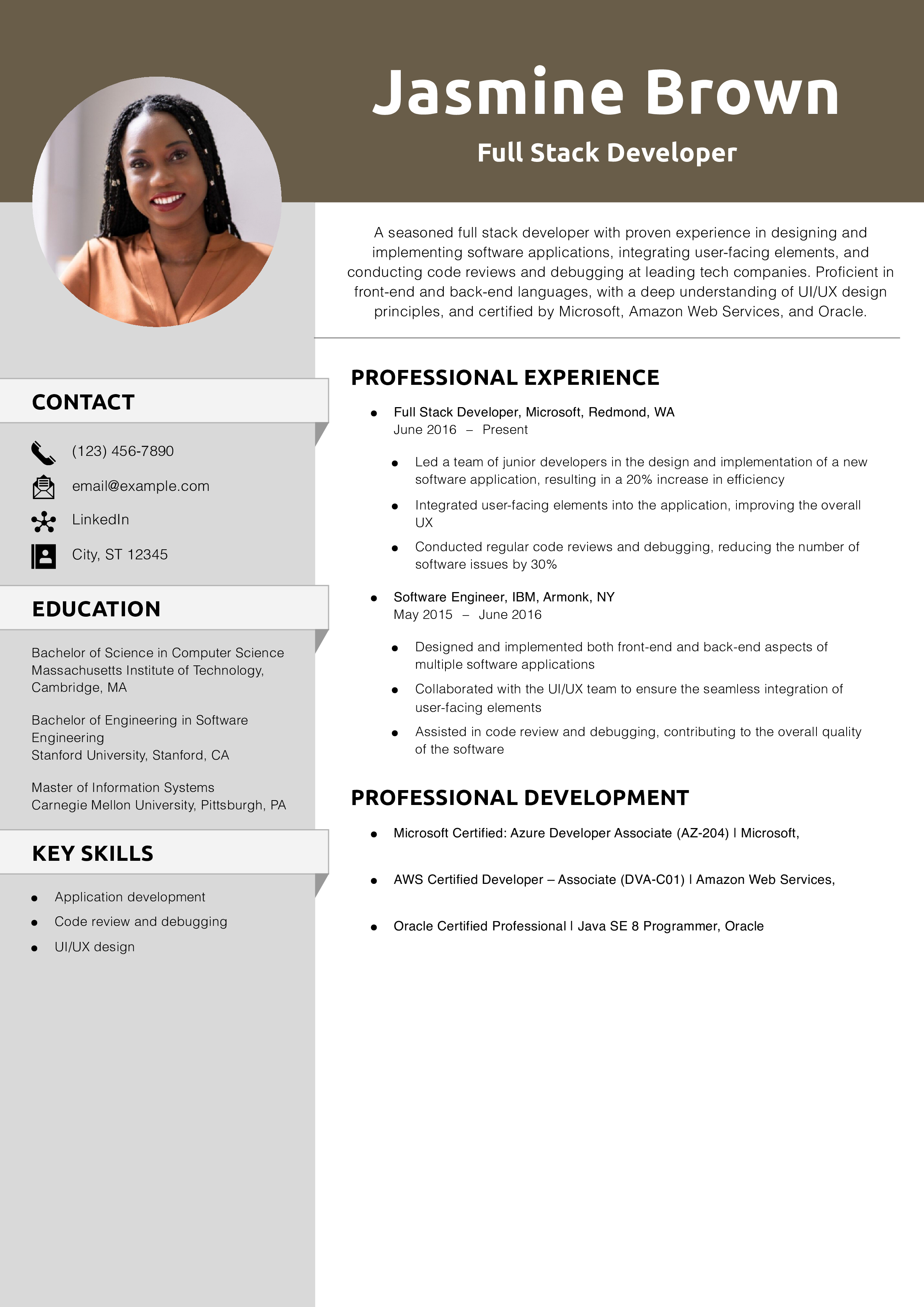 Full Stack Developer Resume Example