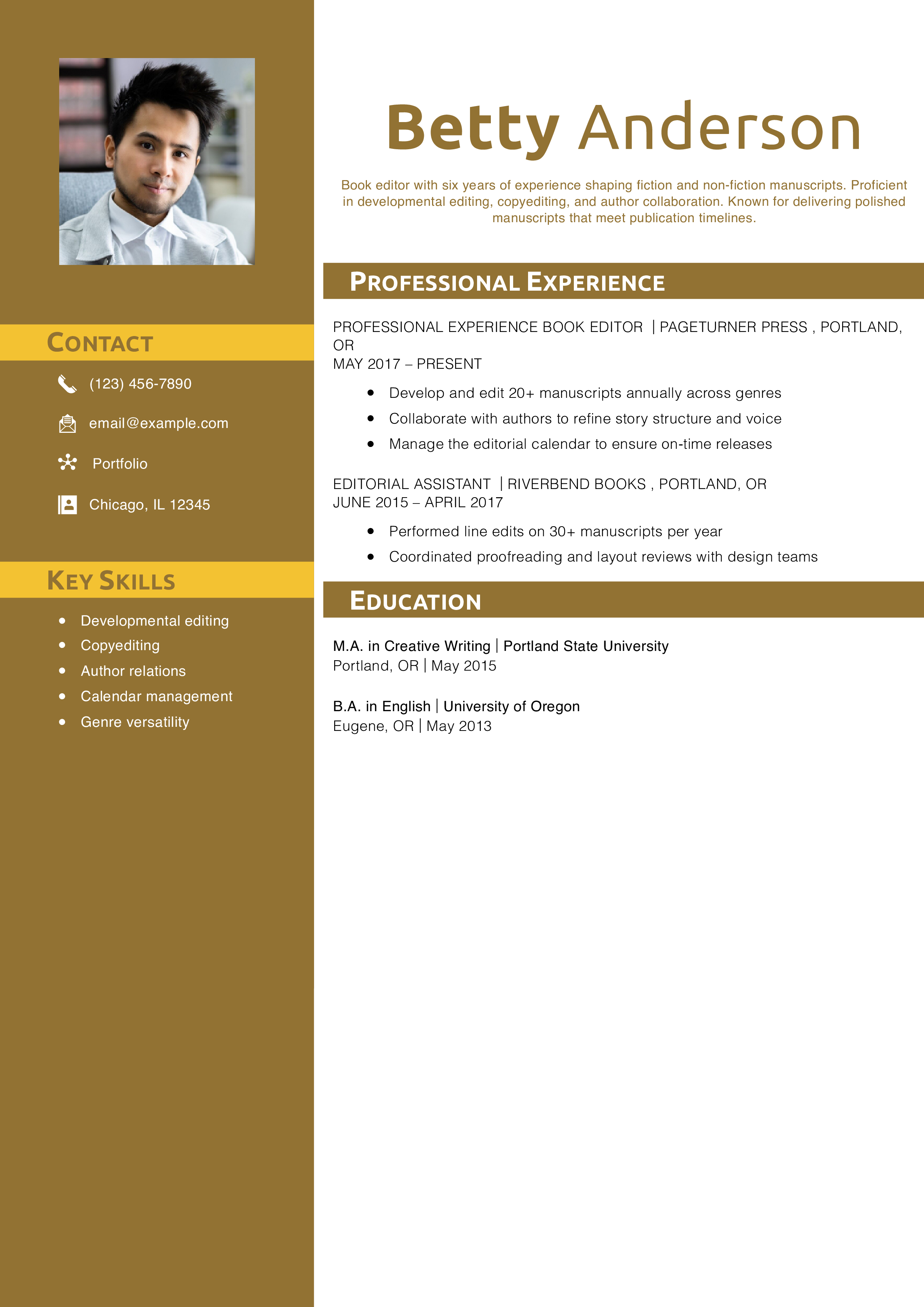 Content Editor Resume Example
