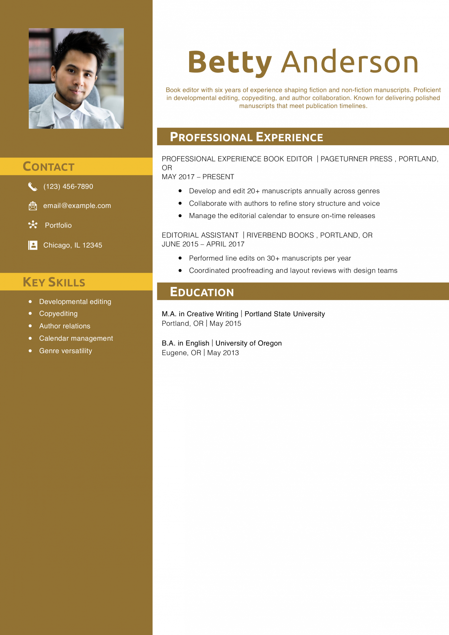 Content Editor Resume Example