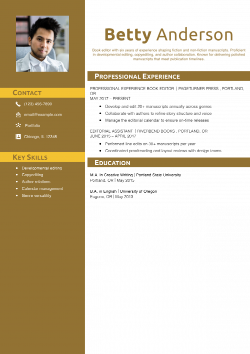  Content Editor Resume Example