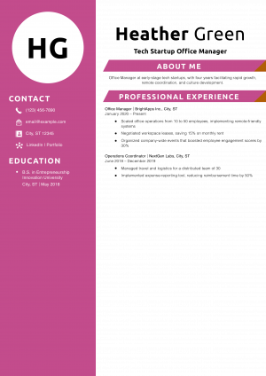 Tech Startup Office Manager Resume Example