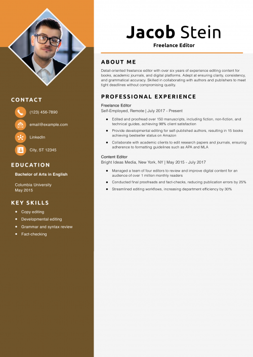Freelance Editor Resume Example