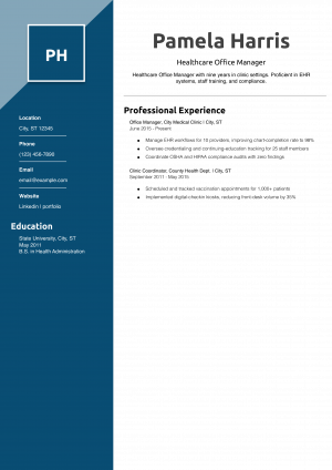 Healthcare Office Manager Resume Example