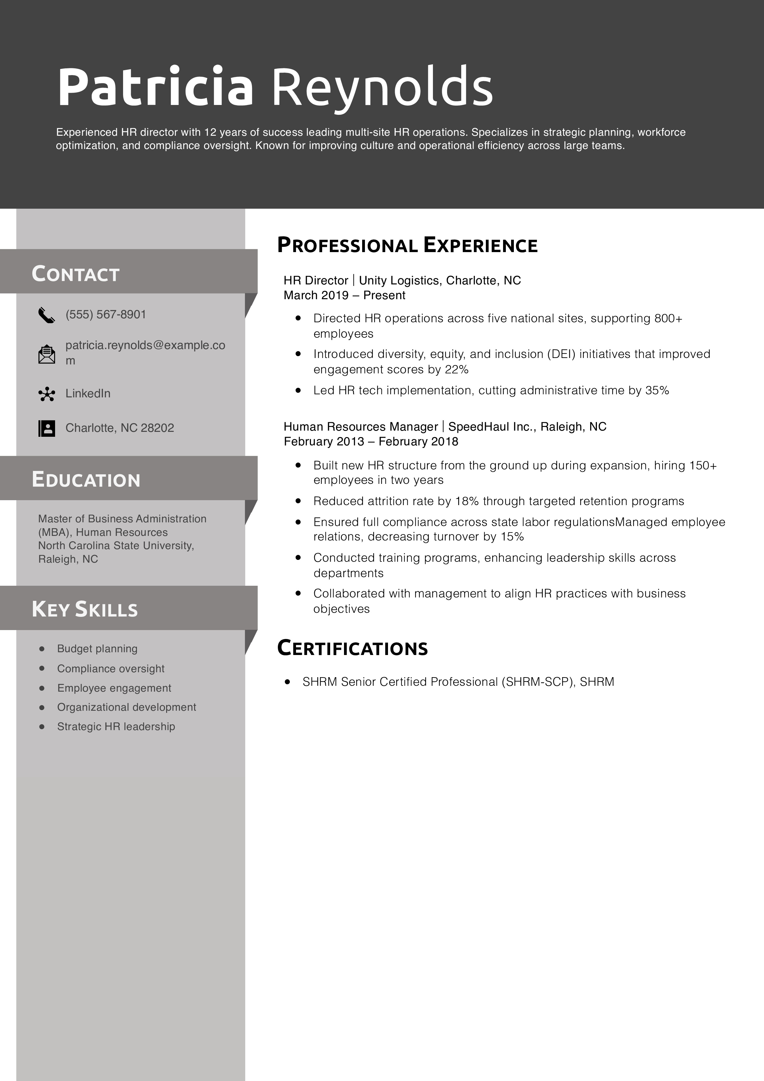 HR Director Resume Example