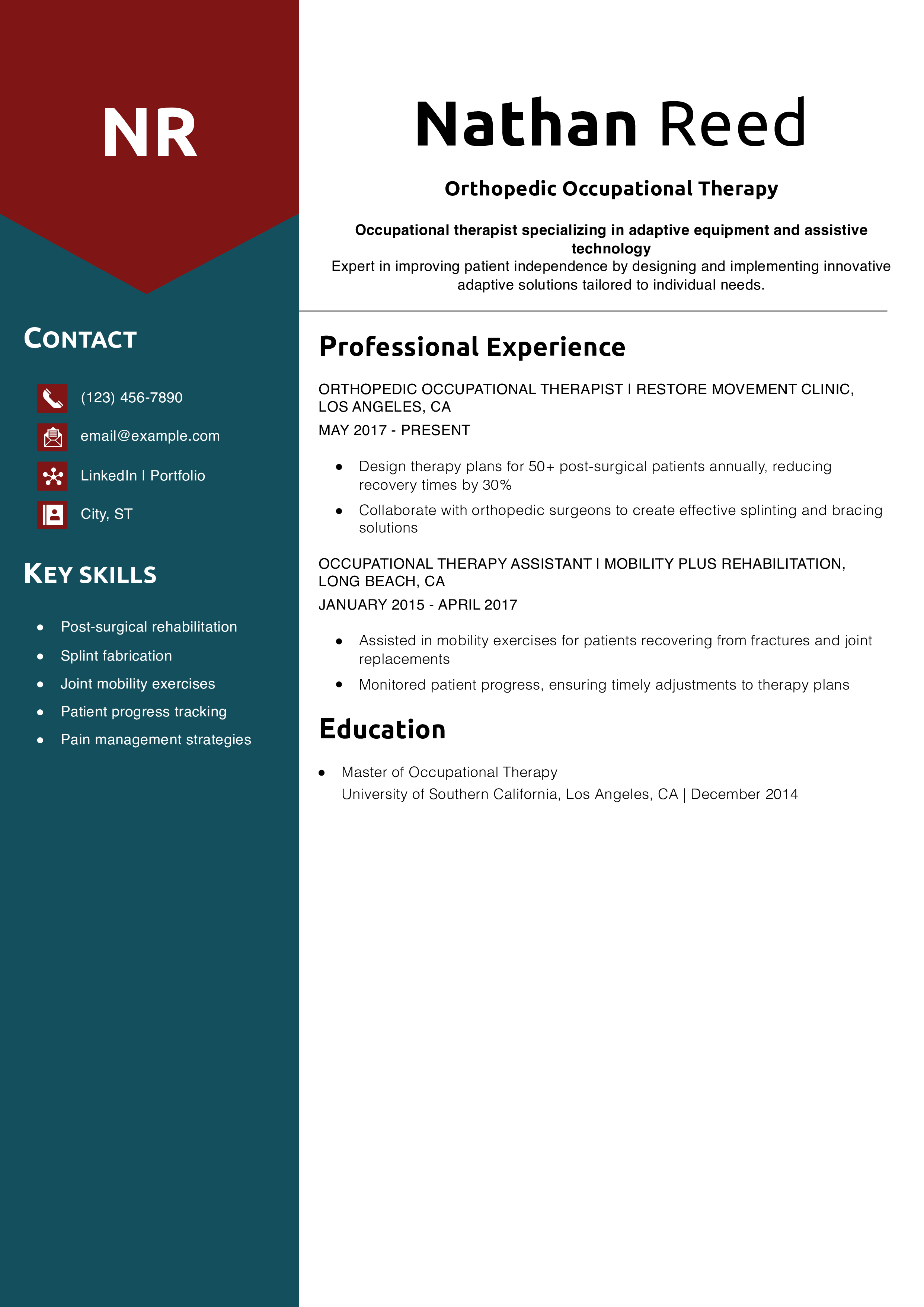 Orthopedic Occupational Therapy Resume