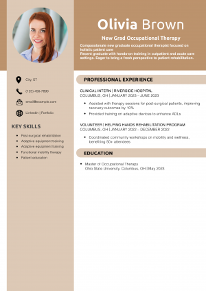 New Grad Occupational Therapy Resume