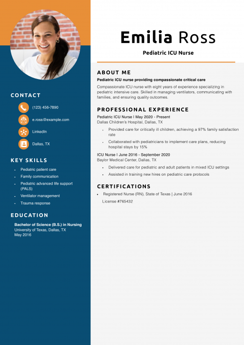 Pediatric ICU Nurse Resume
