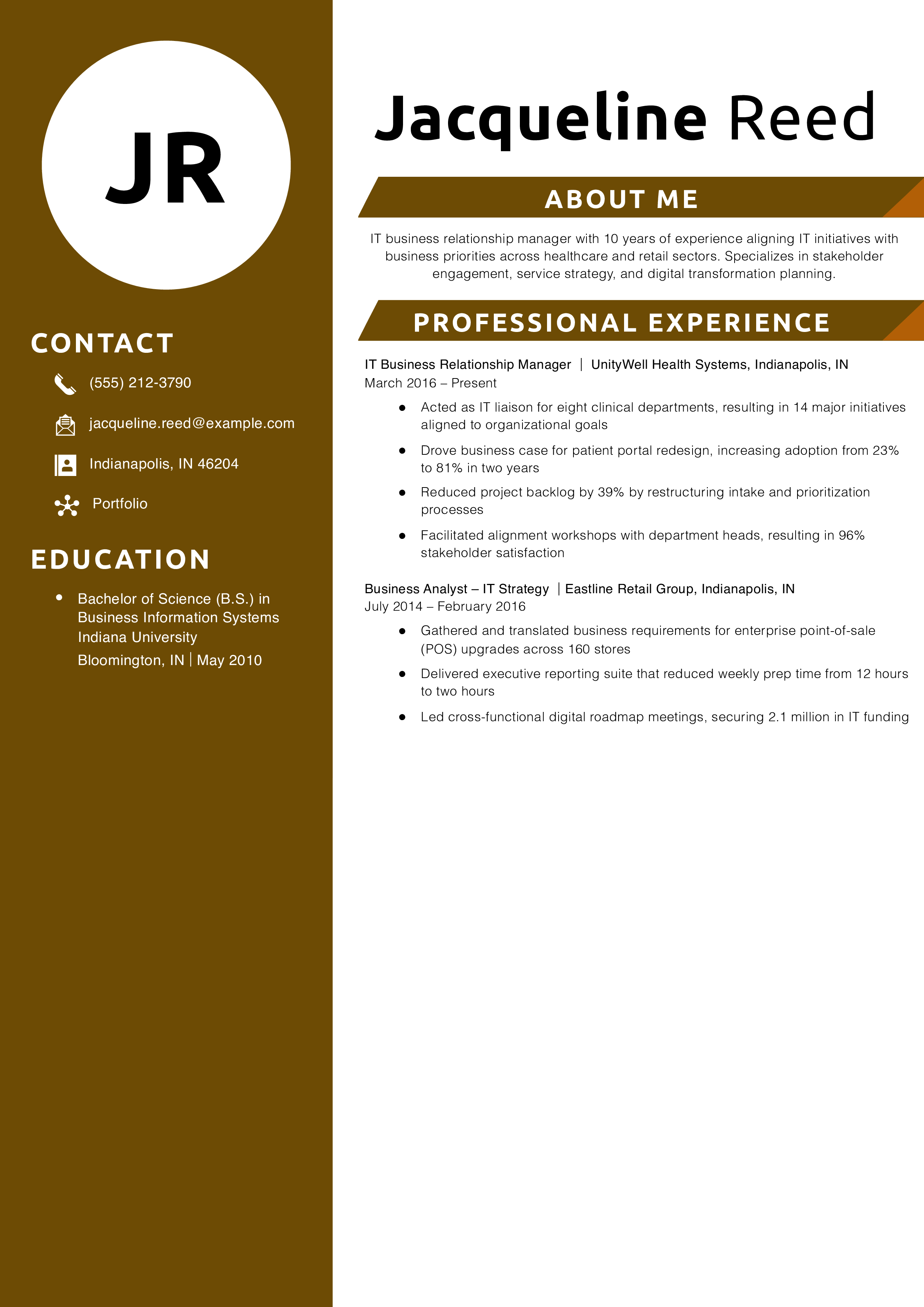 IT Business Relationship Manager Resume Example